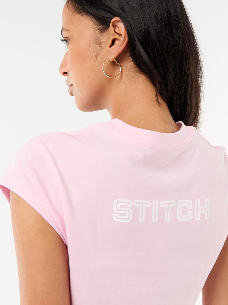 Camiseta 'Stitch' cropped 'Disney' Rosa - Kiabi