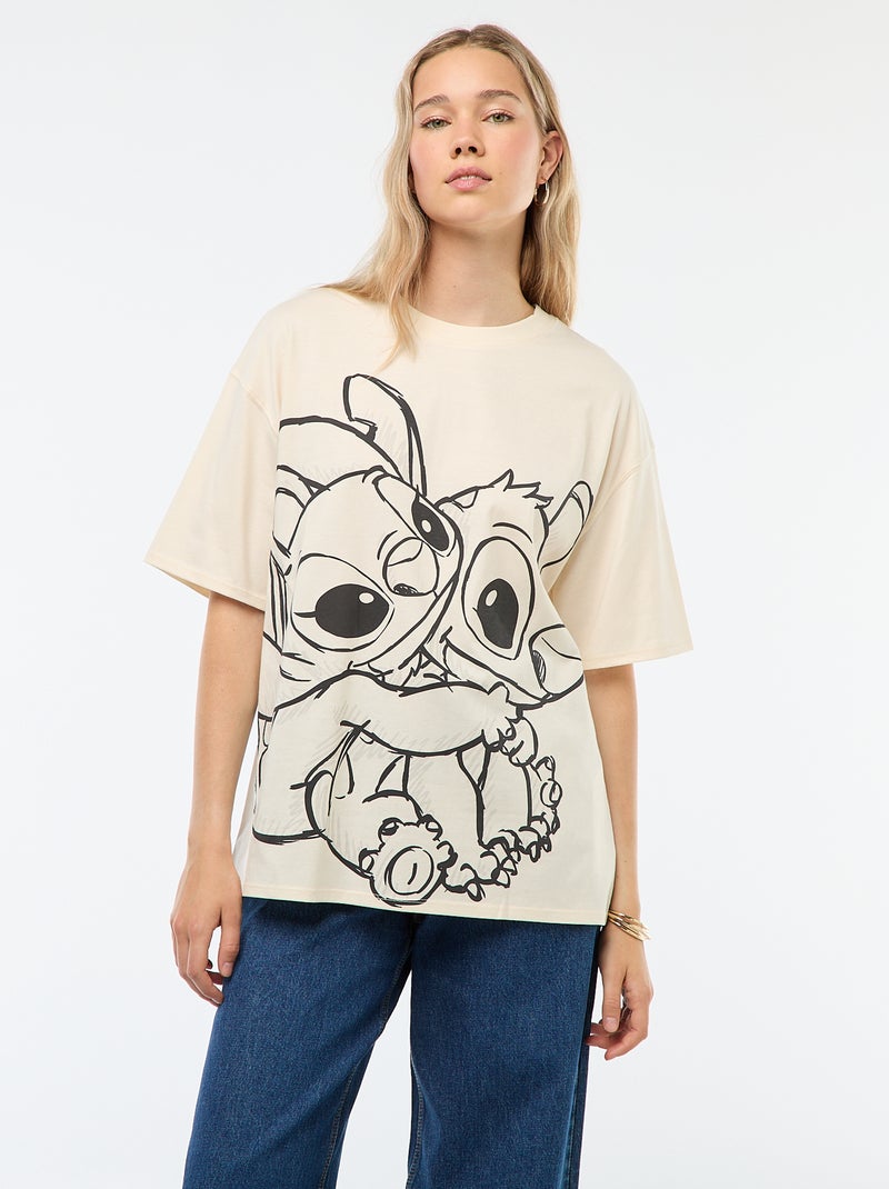 Camiseta 'Stitch' 'Disney' de manga corta Beige - Kiabi