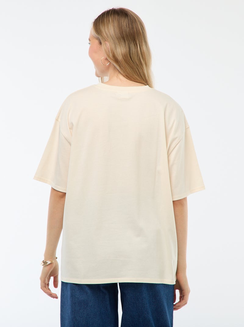 Camiseta 'Stitch' 'Disney' de manga corta Beige - Kiabi
