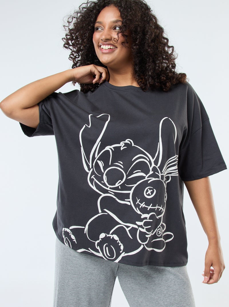 Camiseta 'Stitch' 'Disney' de manga corta Negro - Kiabi