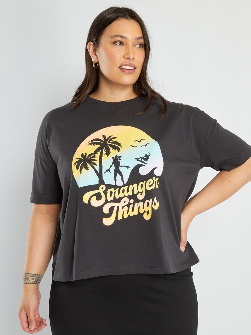 Camiseta 'Stranger Things' con sisa baja NEGRO - Kiabi