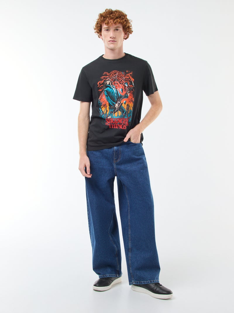 Camiseta 'Stranger Things' de algodón Negro - Kiabi