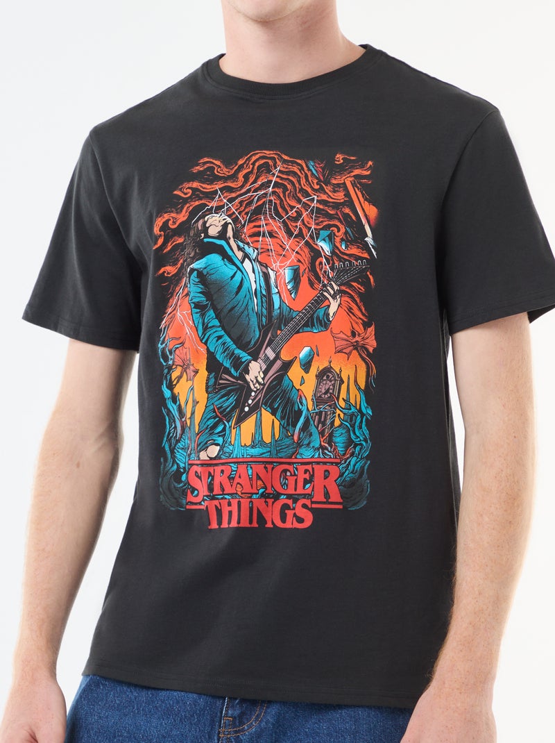 Camiseta 'Stranger Things' de algodón Negro - Kiabi