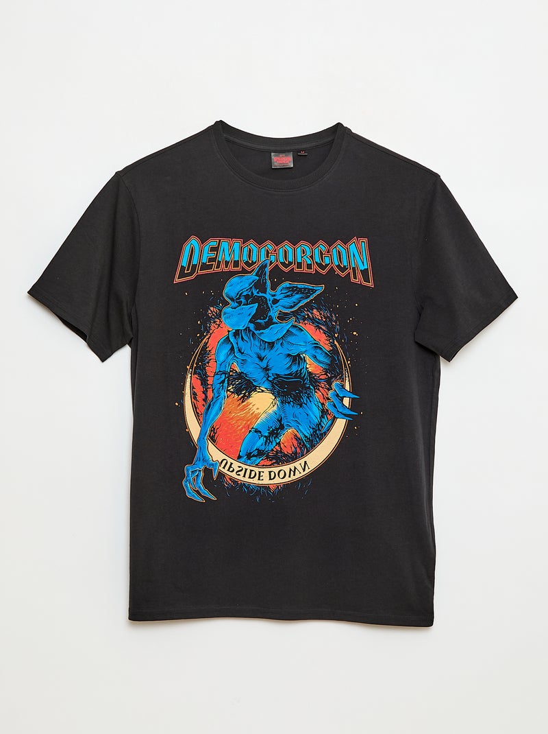 Camiseta 'Sun city' 'Stranger things' 'Netflix' de algodón Negro - Kiabi