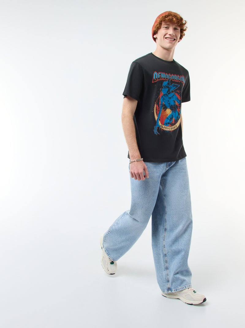 Camiseta 'Sun city' 'Stranger things' 'Netflix' de algodón Negro - Kiabi