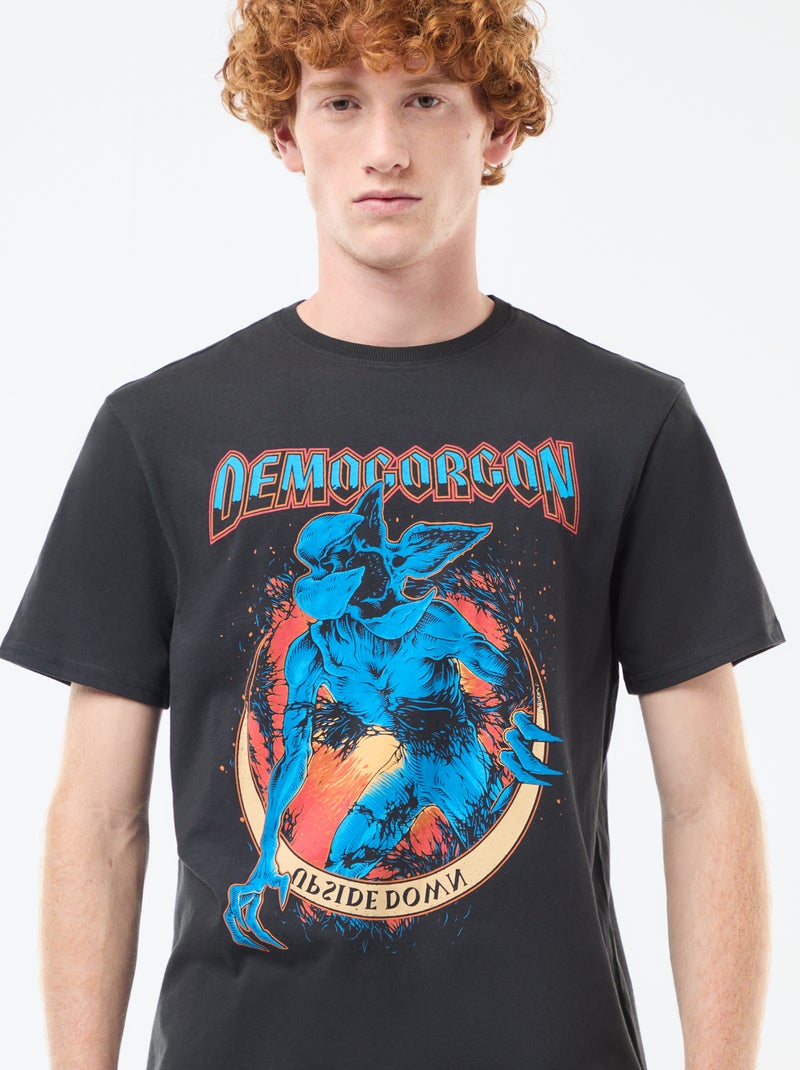 Camiseta 'Sun city' 'Stranger things' 'Netflix' de algodón Negro - Kiabi