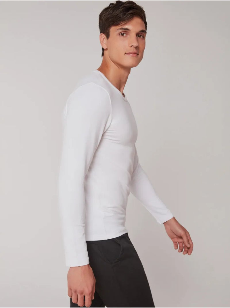 Camiseta termal de hombre de manga larga en tejido de modal Blanco - Kiabi