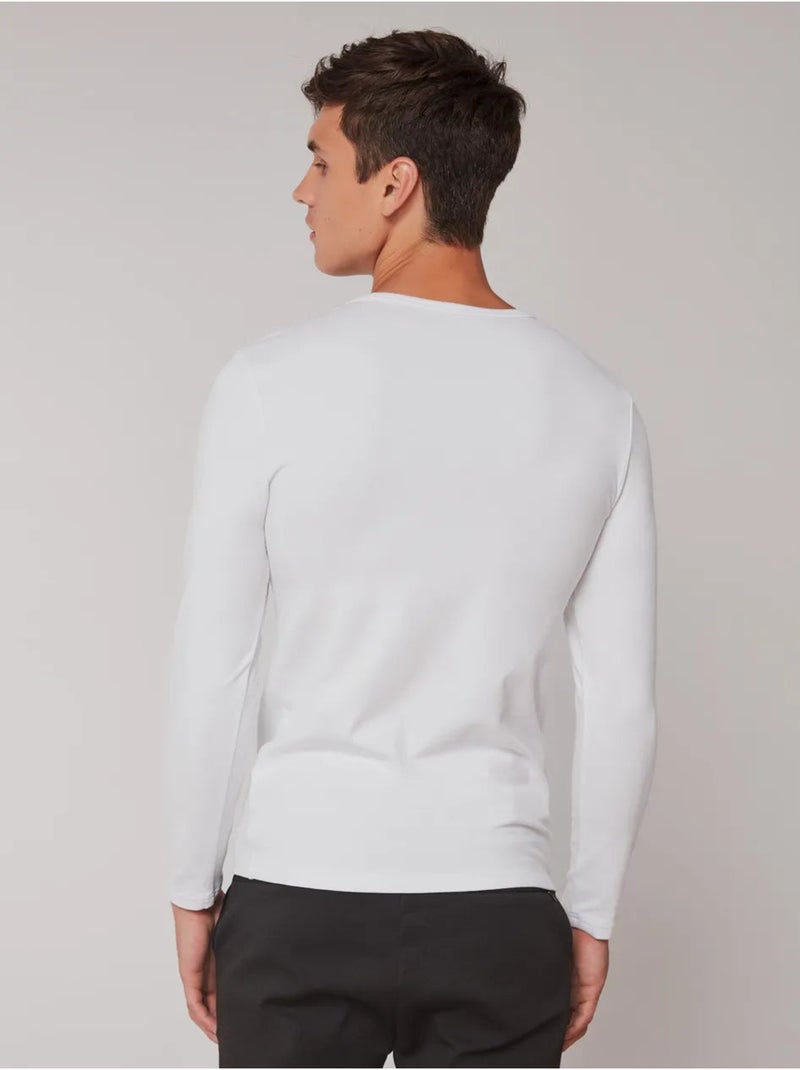 Camiseta termal de hombre de manga larga en tejido de modal Blanco - Kiabi
