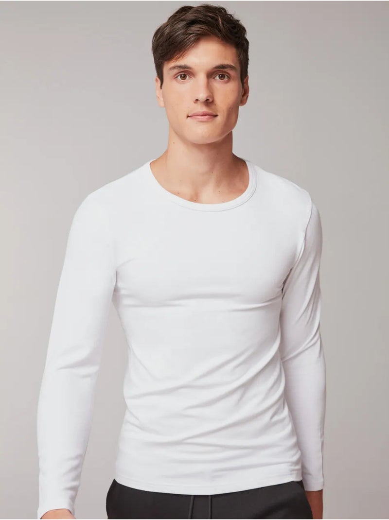Camiseta termal de hombre de manga larga en tejido de modal Blanco - Kiabi