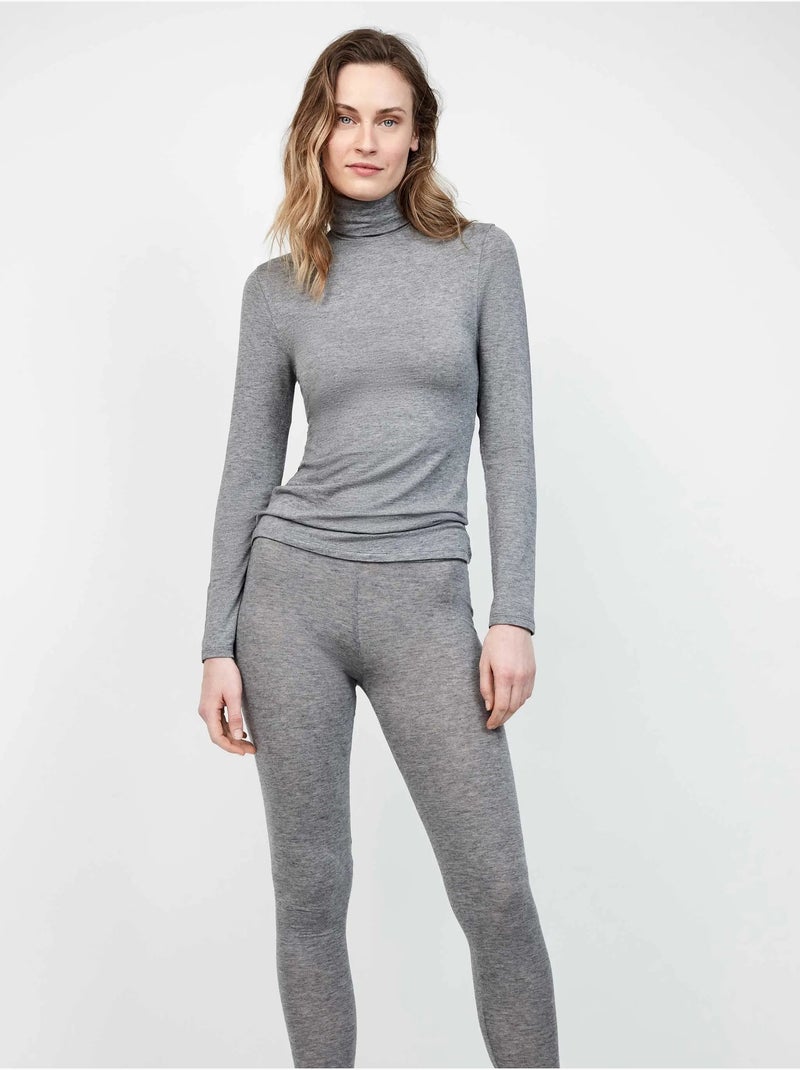 Camiseta termal ligera de cuello alto y manga larga Gris - Kiabi