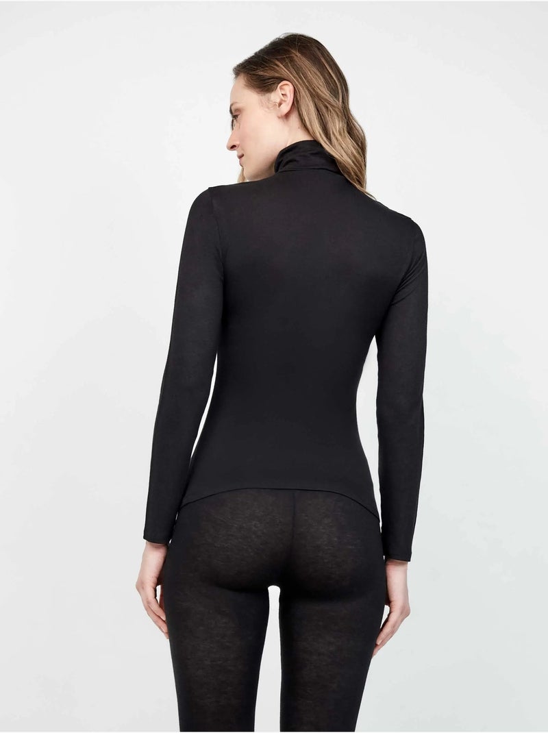 Camiseta termal ligera de cuello alto y manga larga Negro - Kiabi