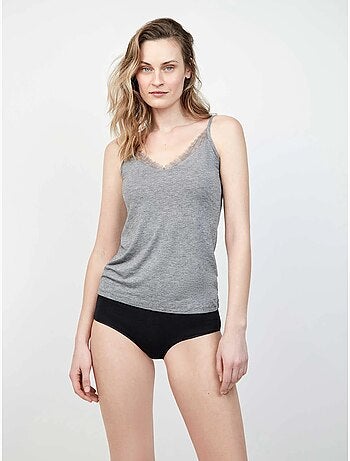 Camiseta termal ligera de tirantes finos con detalle de encaje