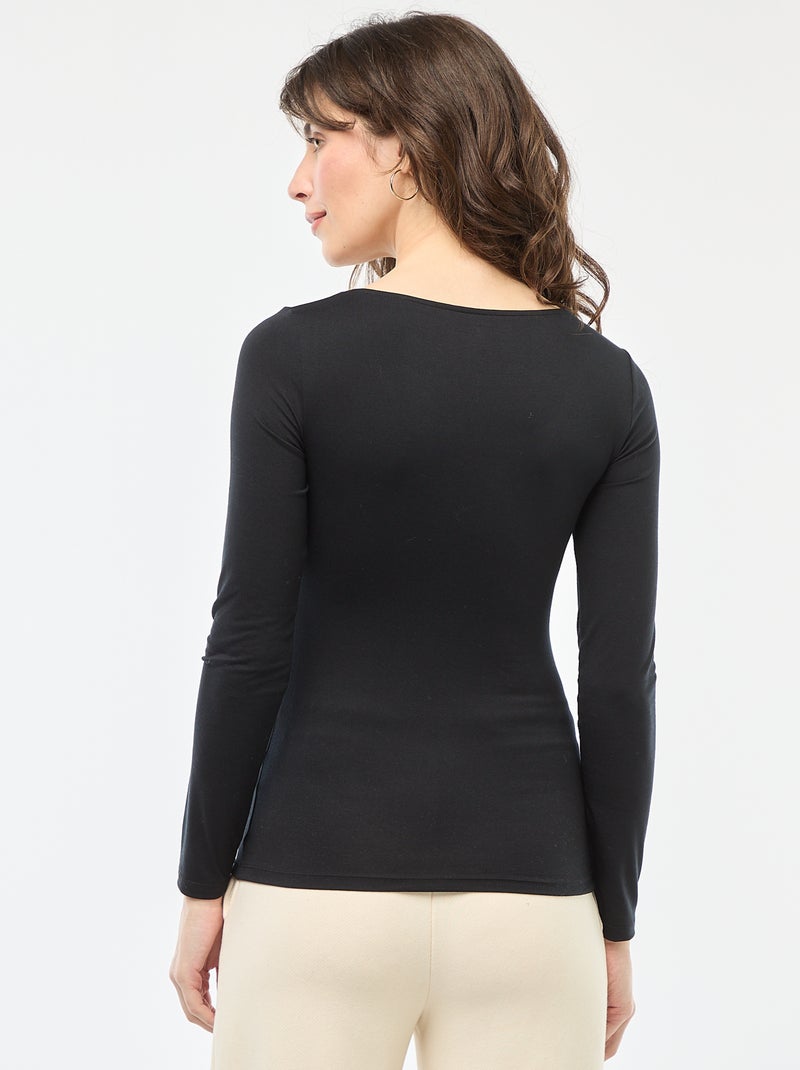 Camiseta térmica de manga larga efecto segunda piel Negro - Kiabi