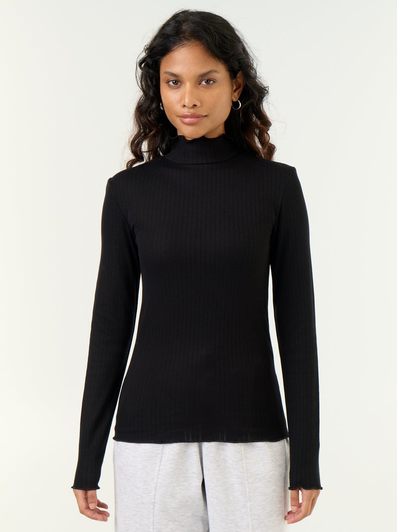 Camiseta térmica de punto calado Negro - Kiabi