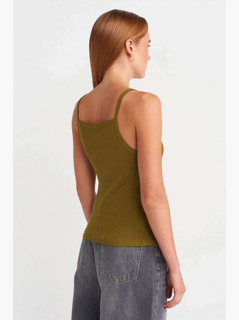 Camiseta texturizada de algodón modal dilvin Verde caqui - Kiabi