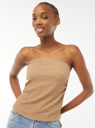 Camiseta tipo bandeau lisa de crepé