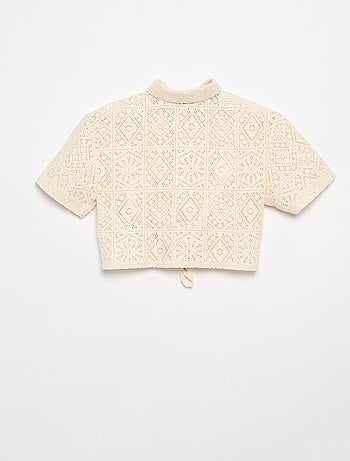 Camiseta tipo blusa de ganchillo calado