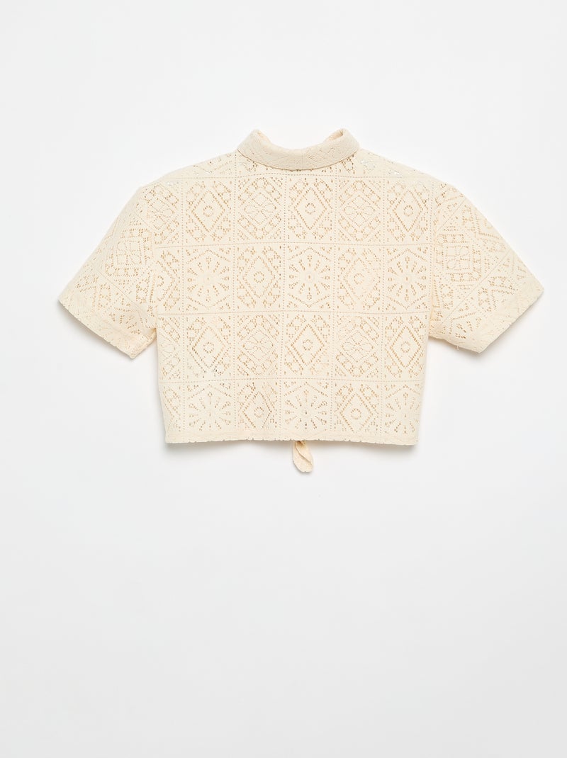 Camiseta tipo blusa de ganchillo calado Blanco - Kiabi