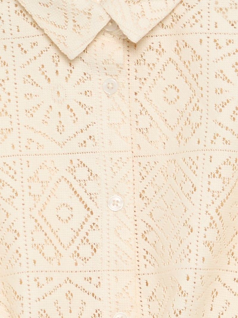 Camiseta tipo blusa de ganchillo calado Blanco - Kiabi