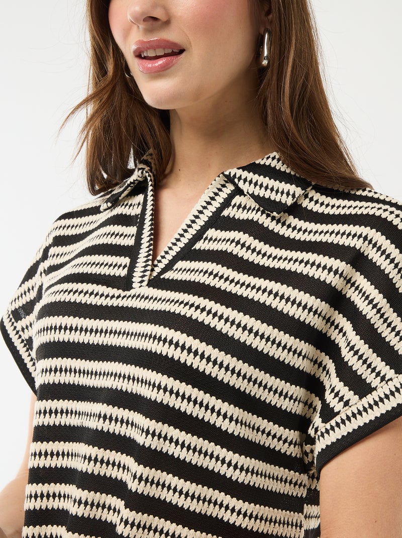 Camiseta tipo polo colorida Beige - Kiabi