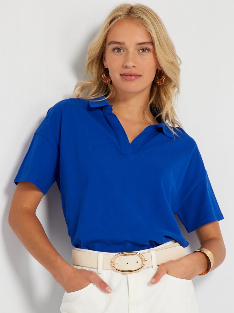 Camiseta tipo polo de piqué de algodón AZUL - Kiabi