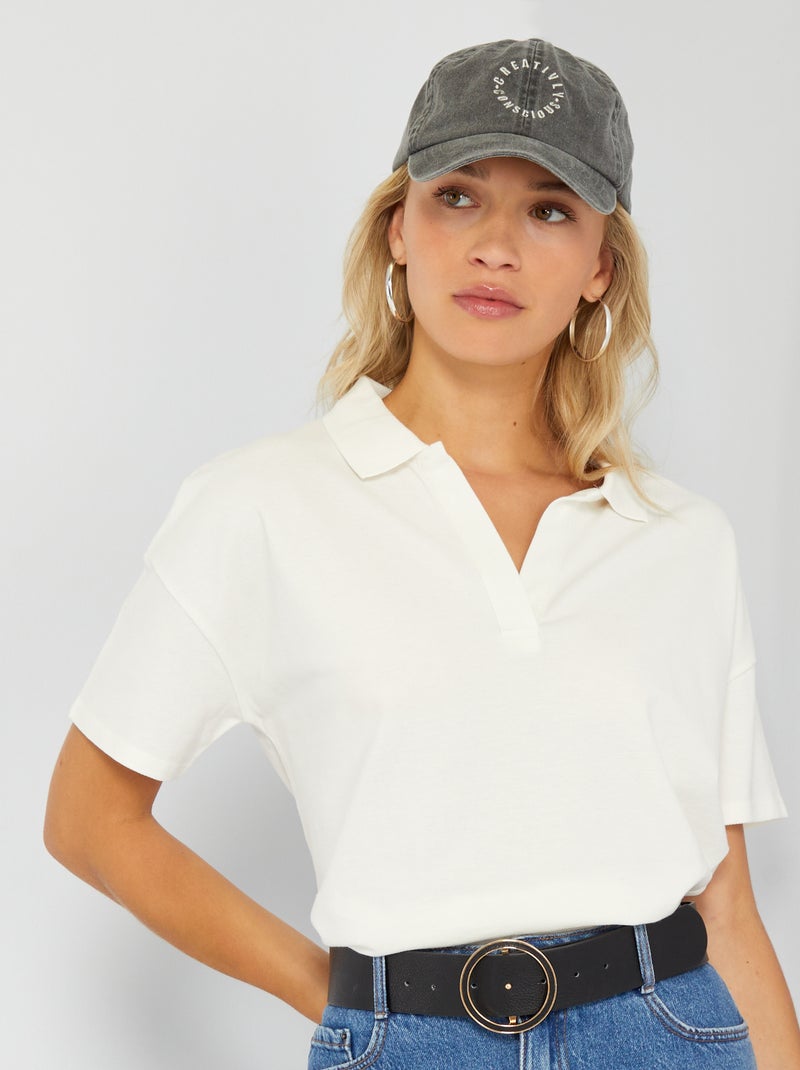 Camiseta tipo polo de piqué de algodón Crudo - Kiabi