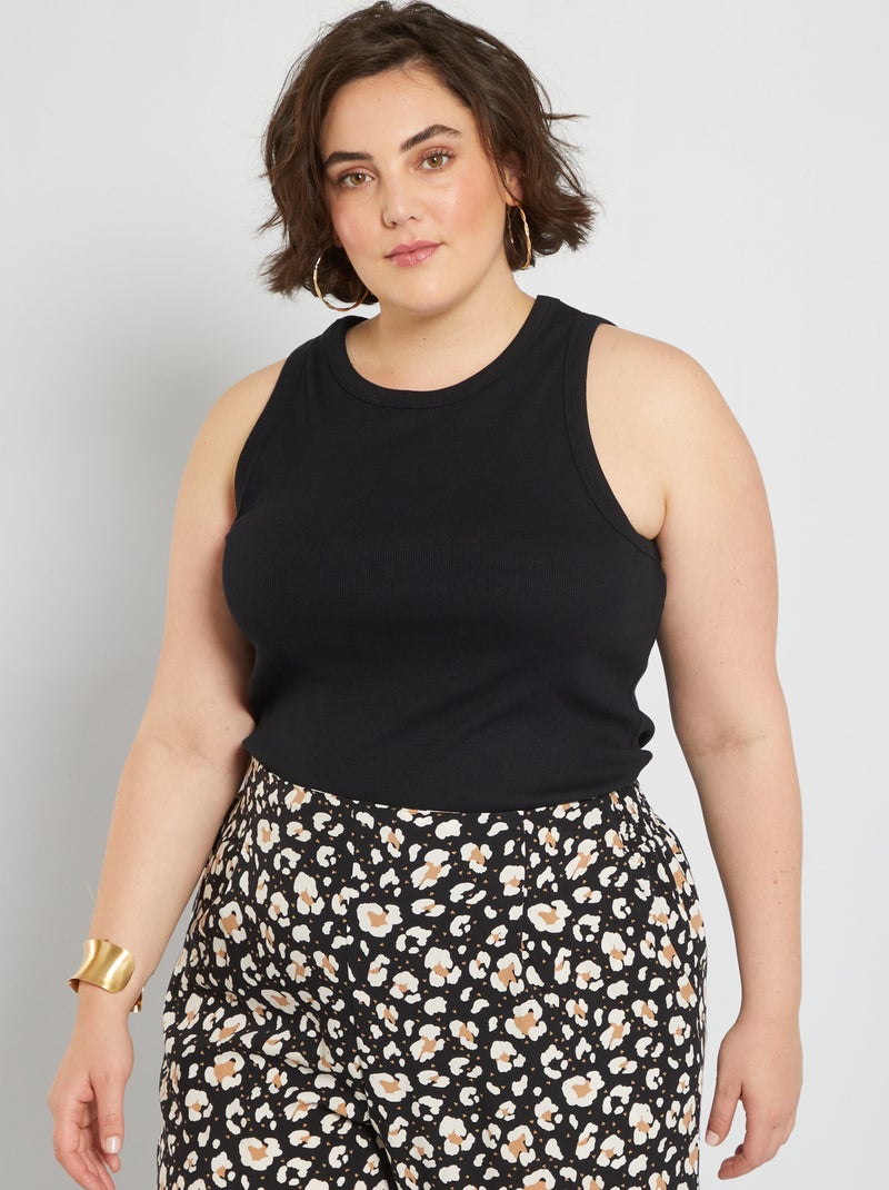 Camiseta tirantes canalé sisa americana Negro - Kiabi