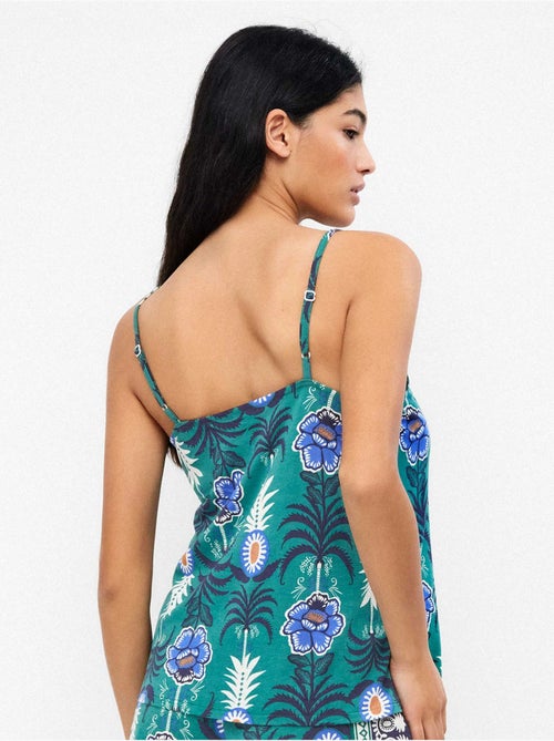 Camiseta tirantes con estampado tropical de algodón y modal - Kiabi Camiseta tirantes con estampado tropical de algodón y modal - Kiabi
