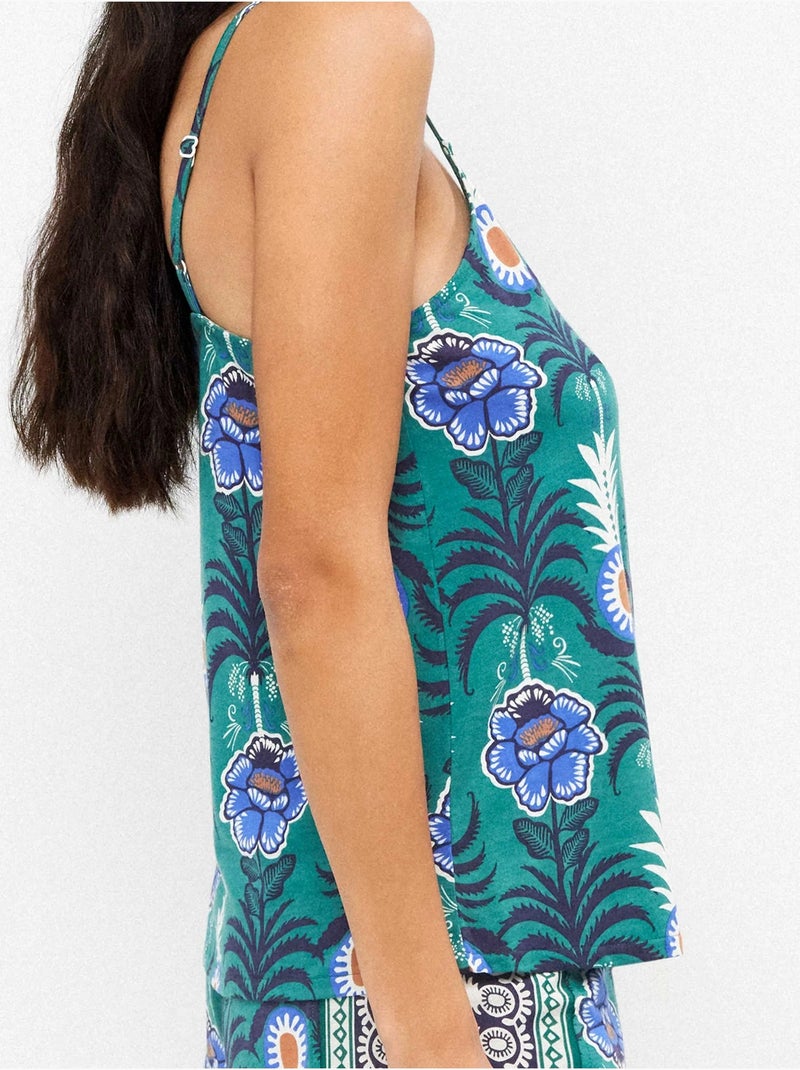 Camiseta tirantes con estampado tropical de algodón y modal Multicolor - Kiabi