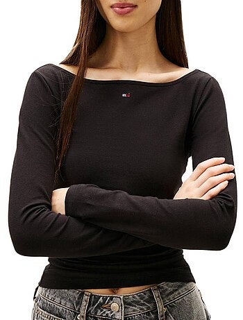 Camiseta Tommy Hilfiger Slim con Bandera para Mujer