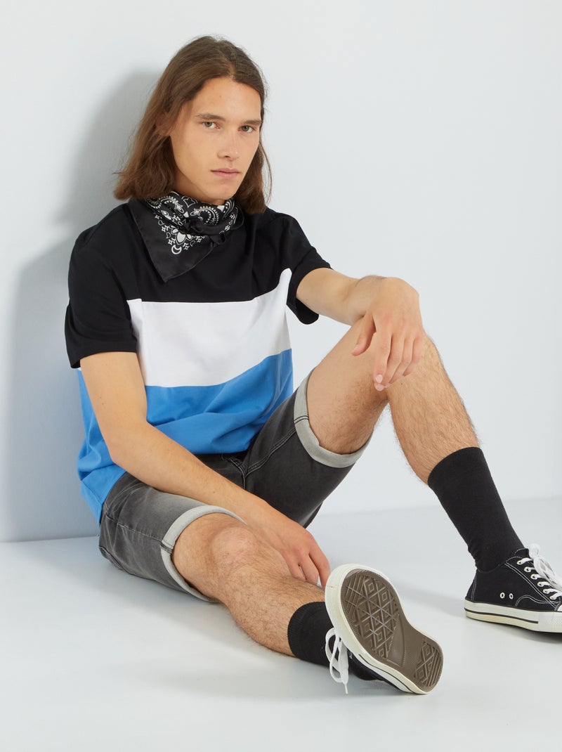 Camiseta tricolor NEGRO - Kiabi