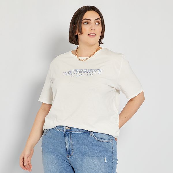 Camiseta 'University of New-York' tallas grandes mujer - BLANCO - Kiabi -  10,00€