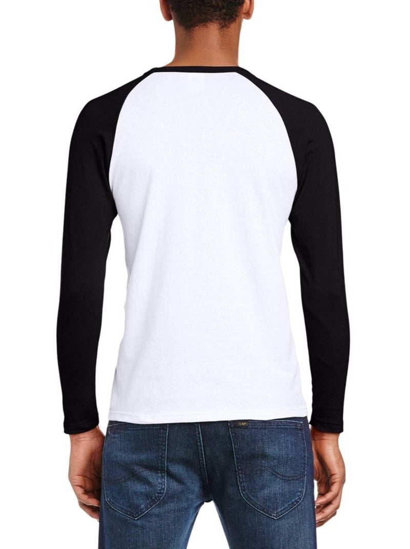 Camiseta valueweight de manga larga béisbol para hombre - fruit of the loom Blanco Negro - Kiabi