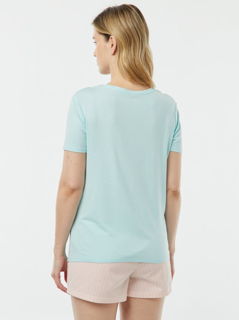 Camiseta vaporosa con cuello de pico Azul - Kiabi