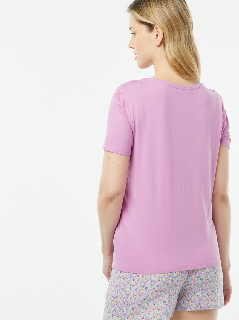 Camiseta vaporosa con cuello de pico Azul - Kiabi
