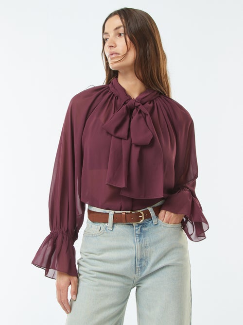 Camiseta vaporosa con mangas con volantes - Kiabi