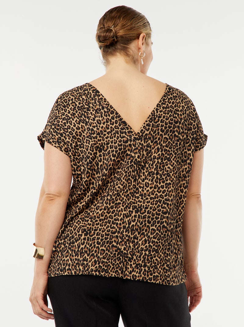 Camiseta vaporosa de punto gofrado BEIGE - Kiabi