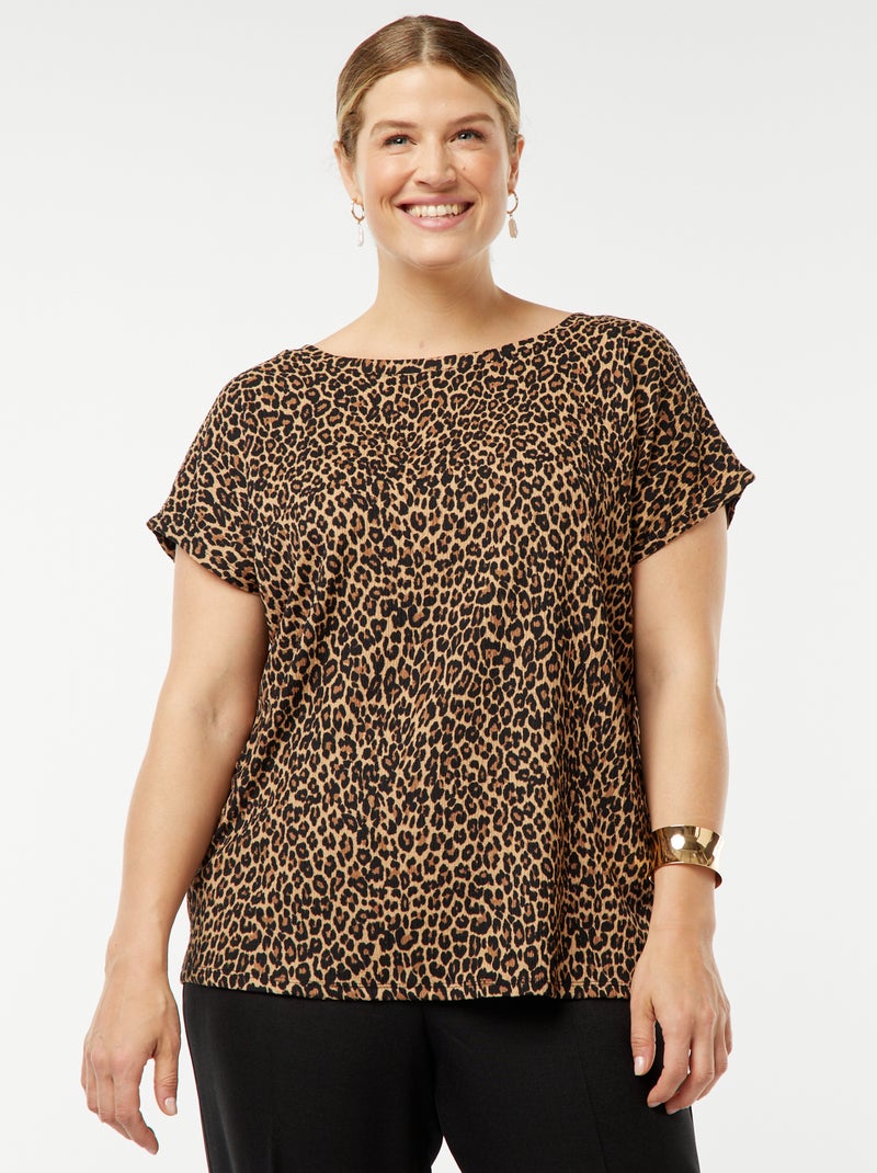 Camiseta vaporosa de punto gofrado BEIGE - Kiabi