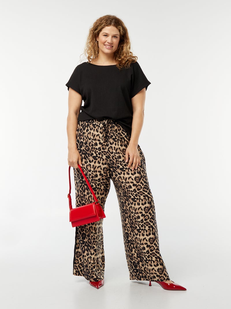 Camiseta vaporosa de punto gofrado negro - Kiabi