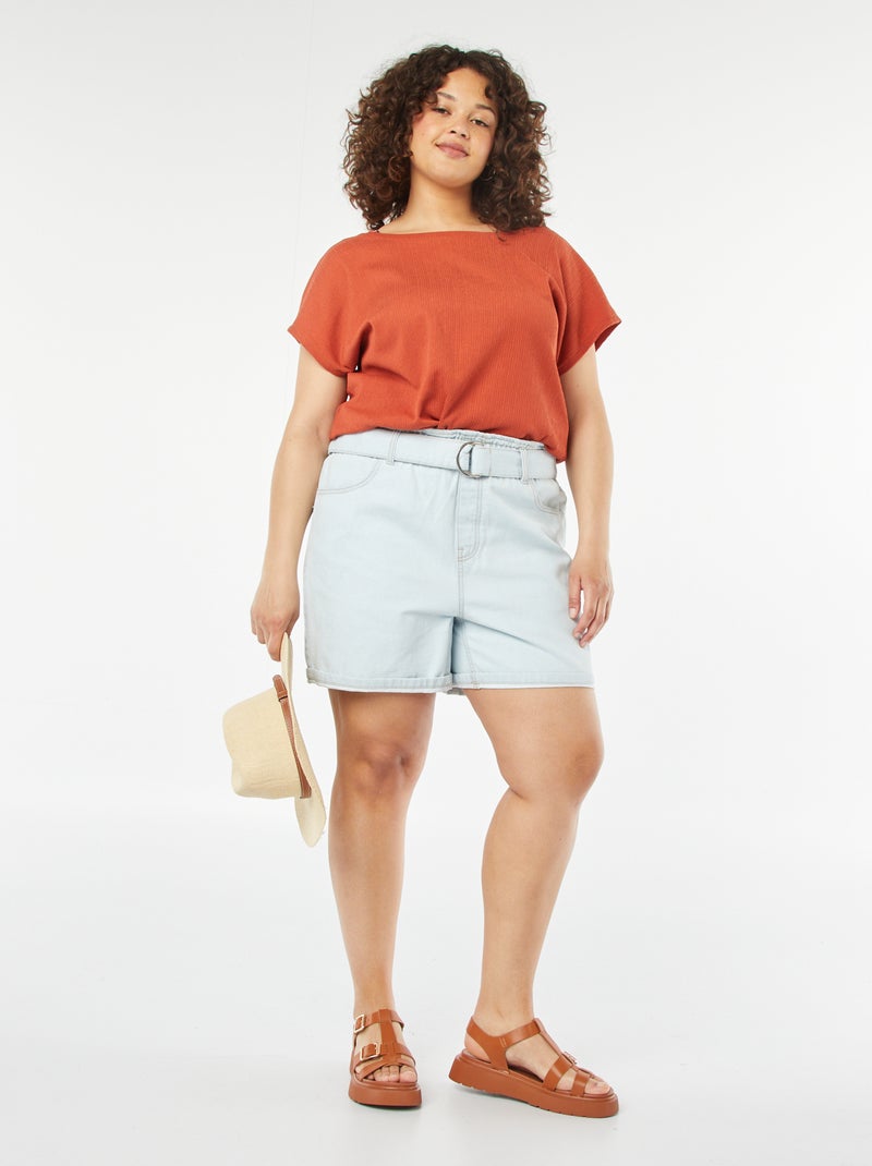 Camiseta vaporosa de punto gofrado ROJO - Kiabi