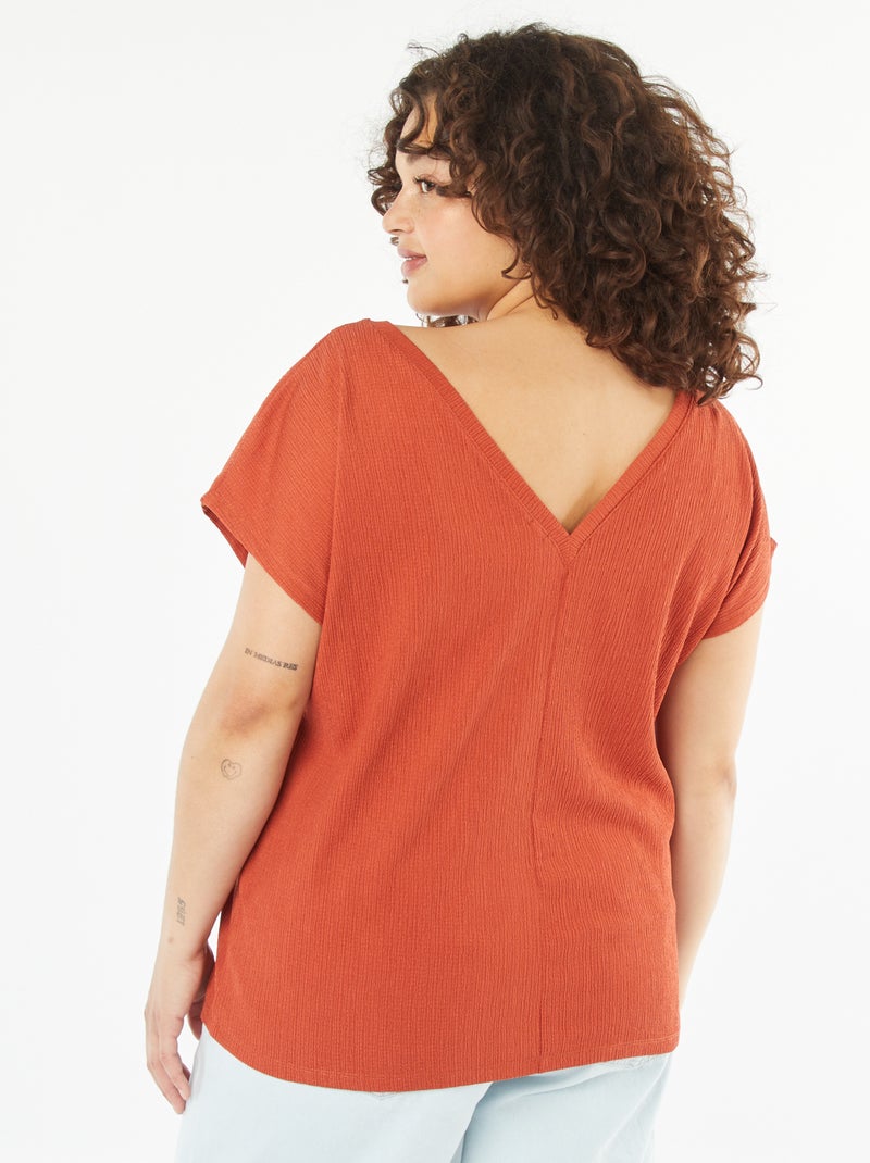 Camiseta vaporosa de punto gofrado ROJO - Kiabi
