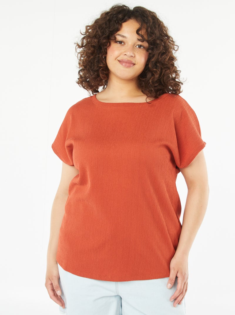 Camiseta vaporosa de punto gofrado ROJO - Kiabi