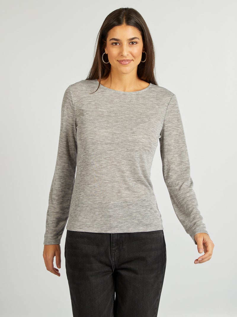 Camiseta vaporosa de punto torcido GRIS - Kiabi