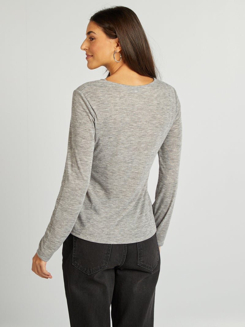 Camiseta vaporosa de punto torcido GRIS - Kiabi
