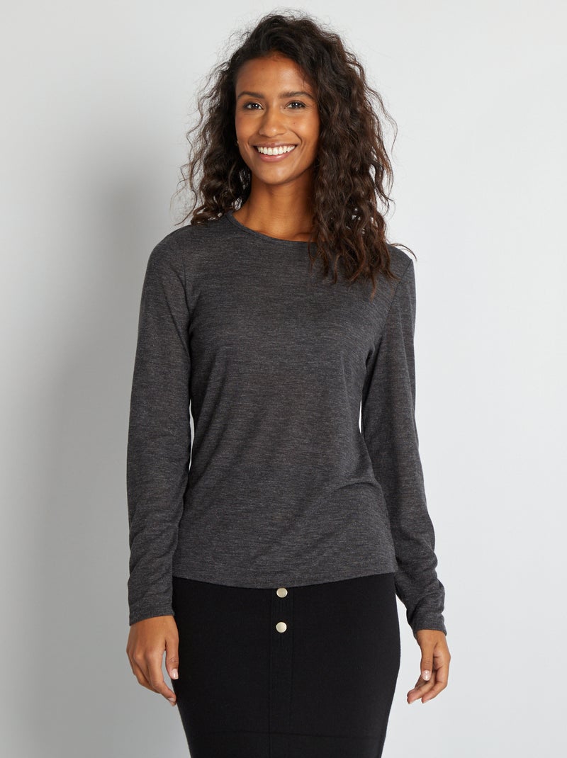 Camiseta vaporosa de punto torcido GRIS - Kiabi