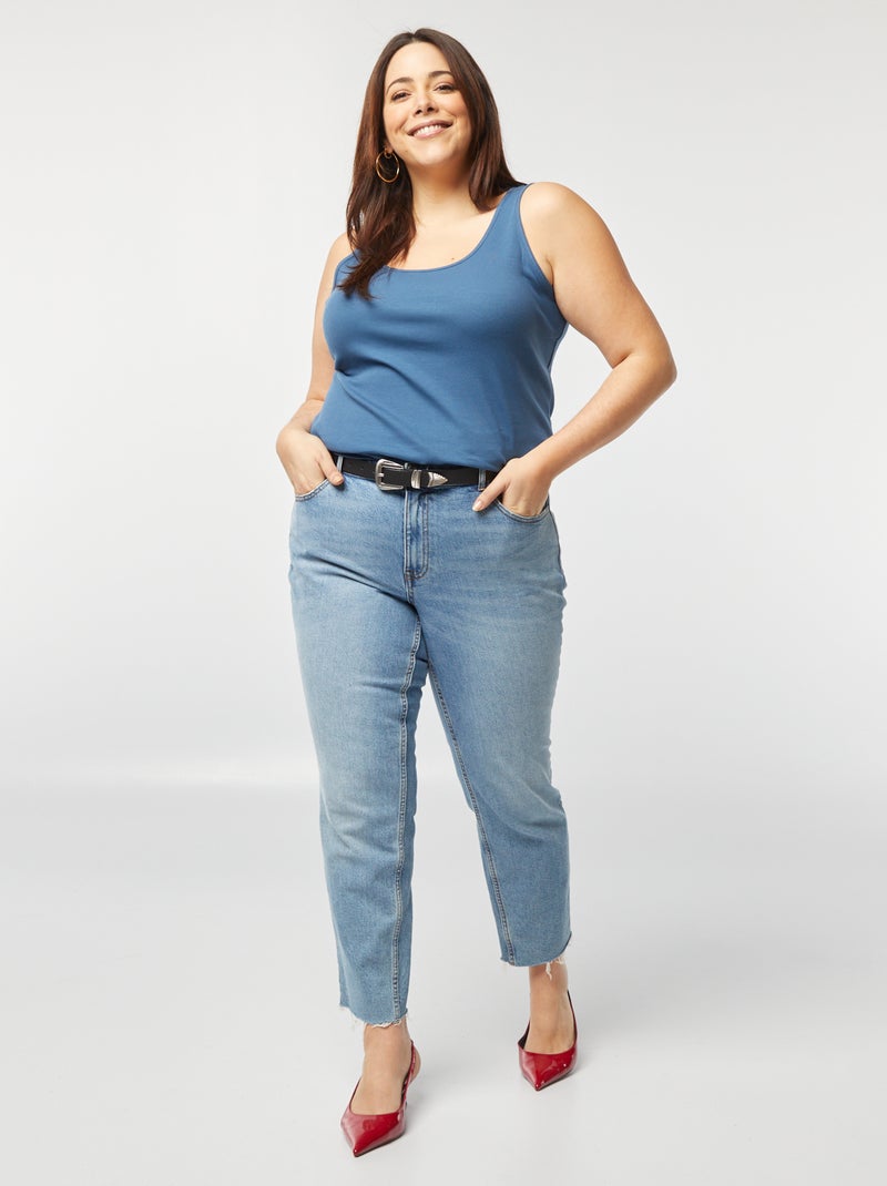 Camiseta vaporosa de tirantes de punto de canalé AZUL - Kiabi