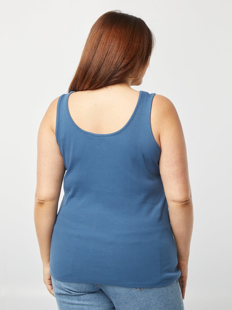 Camiseta vaporosa de tirantes de punto de canalé AZUL - Kiabi