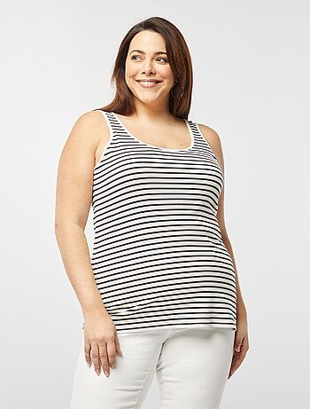 Camiseta vaporosa de tirantes de punto de canalé