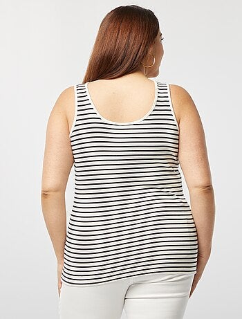 Camiseta vaporosa de tirantes de punto de canalé