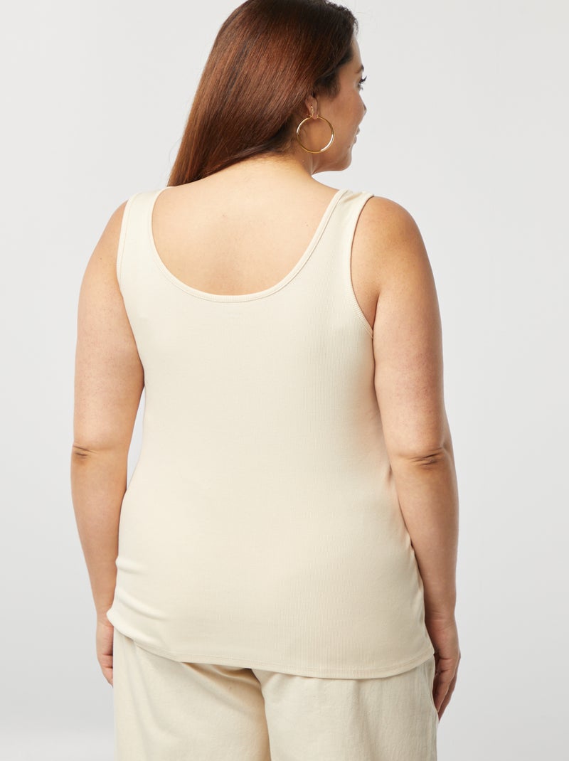 Camiseta vaporosa de tirantes de punto de canalé BLANCO - Kiabi